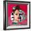 Modern Style Portrait of a Lady with Red Background and Circles-A Frants-Framed Art Print