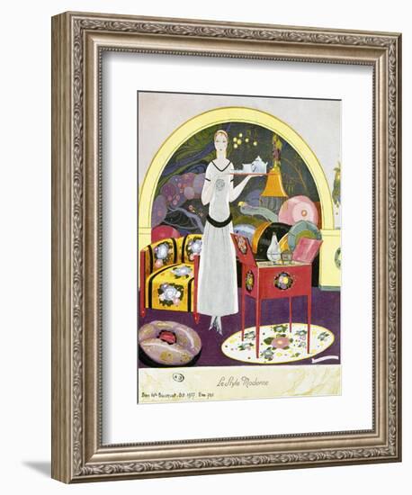 Modern-Style Scene, Theatrical Setting, Watercolor, 1922-Umberto Brunelleschi-Framed Giclee Print