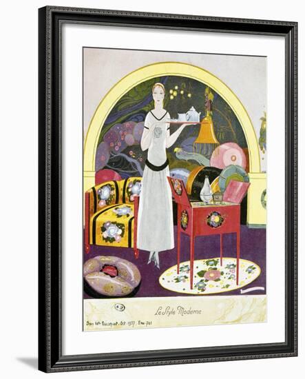 Modern-Style Scene, Theatrical Setting, Watercolor, 1922-Umberto Brunelleschi-Framed Giclee Print