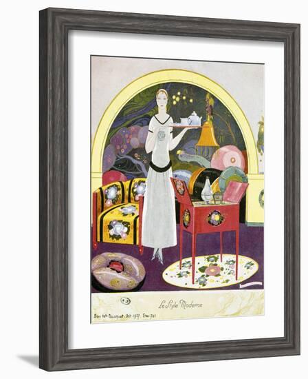 Modern-Style Scene, Theatrical Setting, Watercolor, 1922-Umberto Brunelleschi-Framed Giclee Print