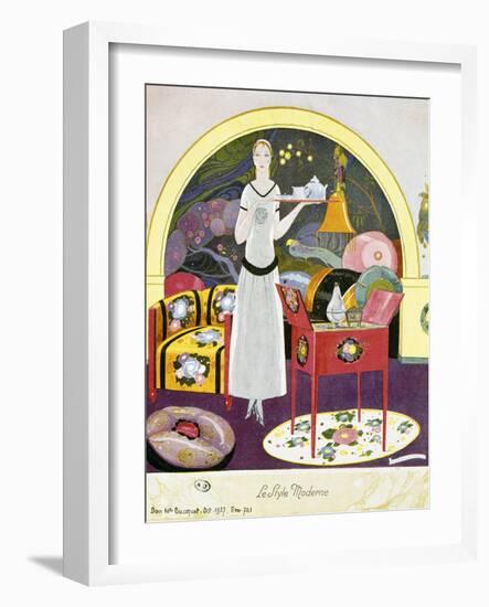 Modern-Style Scene, Theatrical Setting, Watercolor, 1922-Umberto Brunelleschi-Framed Giclee Print