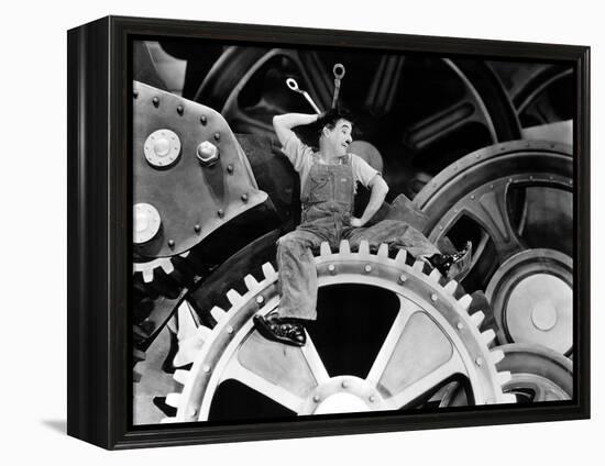 Modern Times, Charlie Chaplin, 1936-null-Framed Stretched Canvas