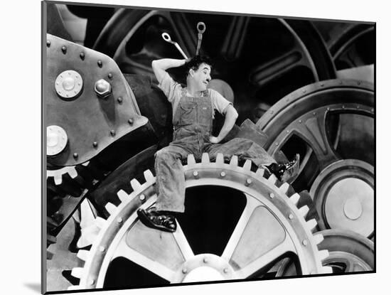 Modern Times, Charlie Chaplin, 1936-null-Mounted Photo