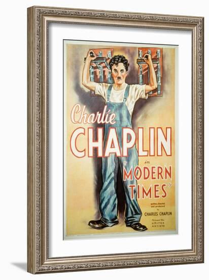 Modern Times, Charlie Chaplin, 1936-null-Framed Art Print