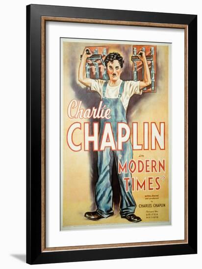 Modern Times, Charlie Chaplin, 1936-null-Framed Art Print