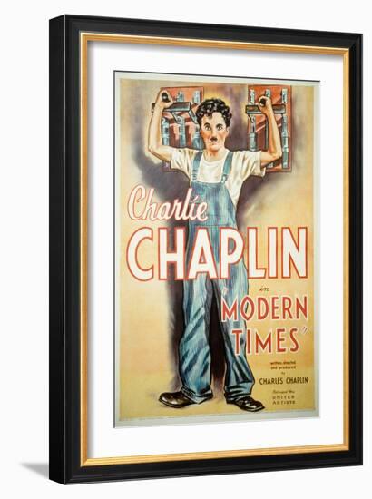 Modern Times, Charlie Chaplin, 1936-null-Framed Art Print