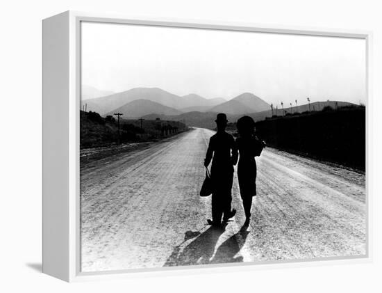 Modern Times, Charlie Chaplin, Paulette Goddard, 1936-null-Framed Stretched Canvas