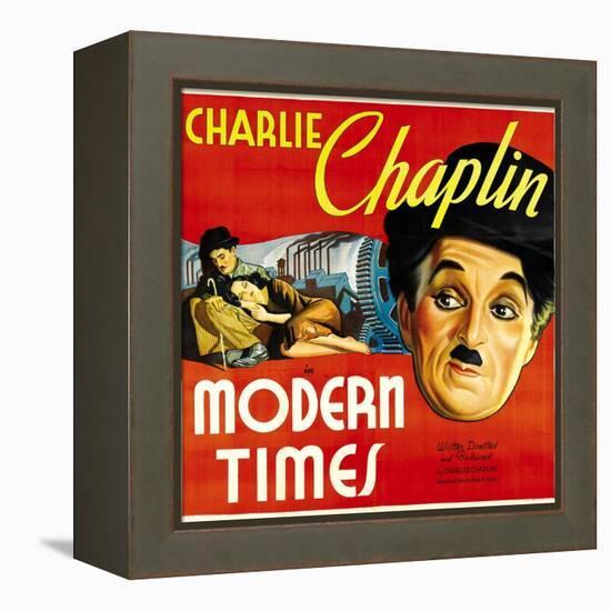 Modern Times, Charlie Chaplin, Paulette Goddard, 1936-null-Framed Stretched Canvas