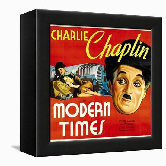 Modern Times, Charlie Chaplin, Paulette Goddard, 1936-null-Framed Stretched Canvas