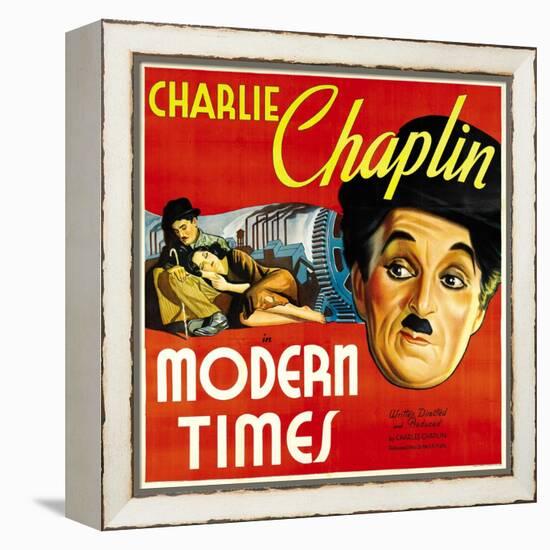 Modern Times, Charlie Chaplin, Paulette Goddard, Charlie Chaplin, 1936-null-Framed Stretched Canvas