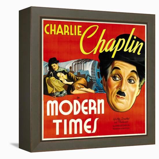 Modern Times, Charlie Chaplin, Paulette Goddard, Charlie Chaplin, 1936-null-Framed Stretched Canvas