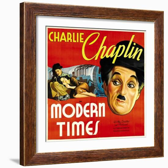 Modern Times, Charlie Chaplin, Paulette Goddard, Charlie Chaplin, 1936-null-Framed Photo