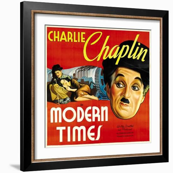 Modern Times, Charlie Chaplin, Paulette Goddard, Charlie Chaplin, 1936-null-Framed Photo