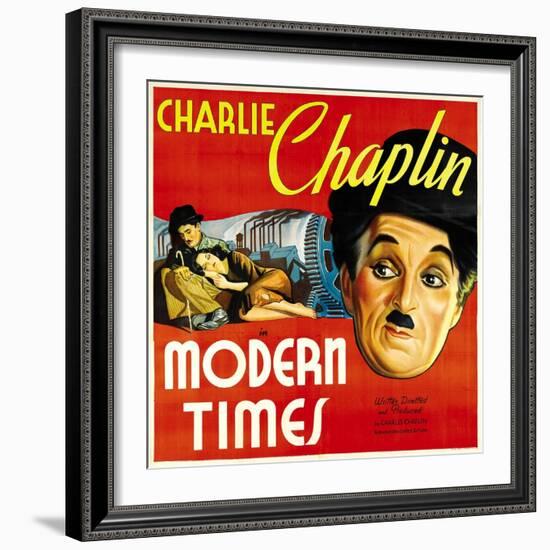 Modern Times, Charlie Chaplin, Paulette Goddard, Charlie Chaplin, 1936-null-Framed Photo