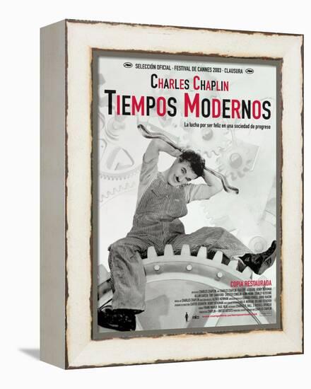 Modern Times, Spanish Movie Poster, 1936-null-Framed Stretched Canvas