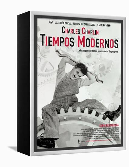 Modern Times, Spanish Movie Poster, 1936-null-Framed Stretched Canvas