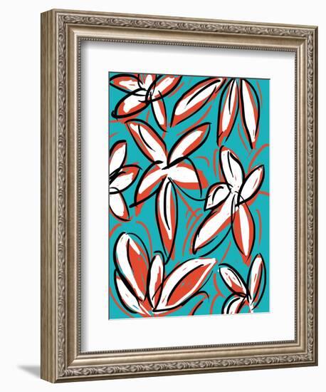 Modern Turquoise Floral-Jan Weiss-Framed Art Print