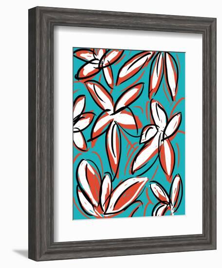 Modern Turquoise Floral-Jan Weiss-Framed Art Print