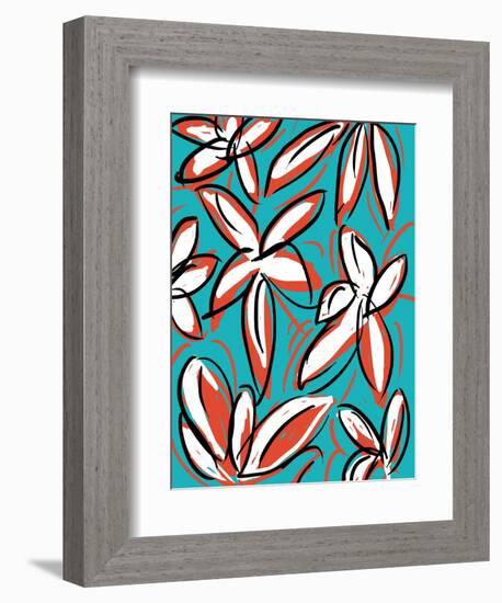 Modern Turquoise Floral-Jan Weiss-Framed Art Print