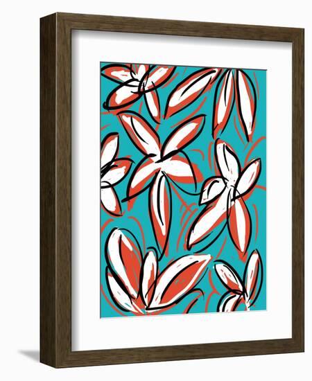 Modern Turquoise Floral-Jan Weiss-Framed Art Print