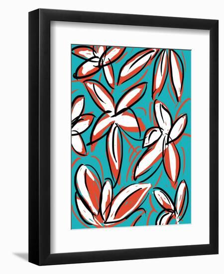 Modern Turquoise Floral-Jan Weiss-Framed Art Print