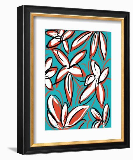 Modern Turquoise Floral-Jan Weiss-Framed Art Print