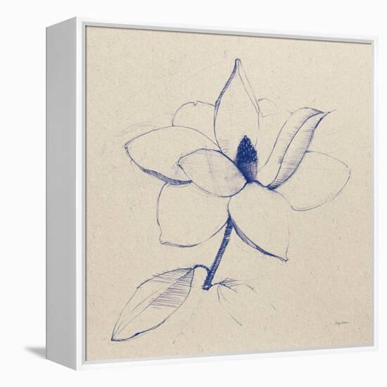 Modern Vintage Floral II Indigo-Avery Tillmon-Framed Stretched Canvas