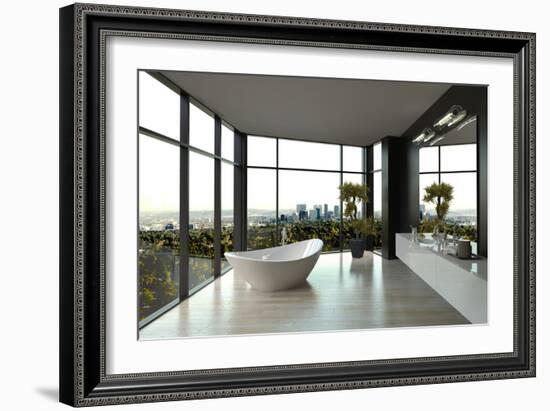 Modern White Luxury Bathroom Interior-PlusONE-Framed Photographic Print