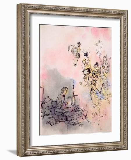 Modern Young Writer Gets Inspiration from Multimedia Muses-George Adamson-Framed Giclee Print