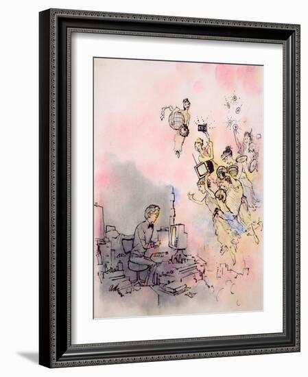 Modern Young Writer Gets Inspiration from Multimedia Muses-George Adamson-Framed Giclee Print