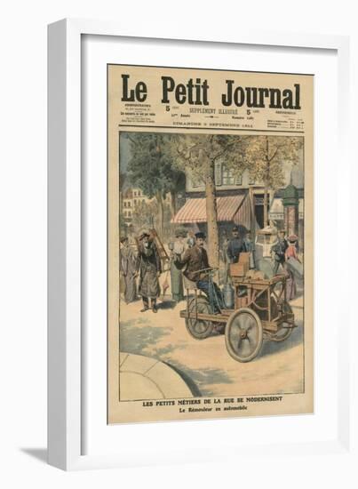 Modernisation of the Street Jobs, the Knife Grinder in His Car-French School-Framed Giclee Print