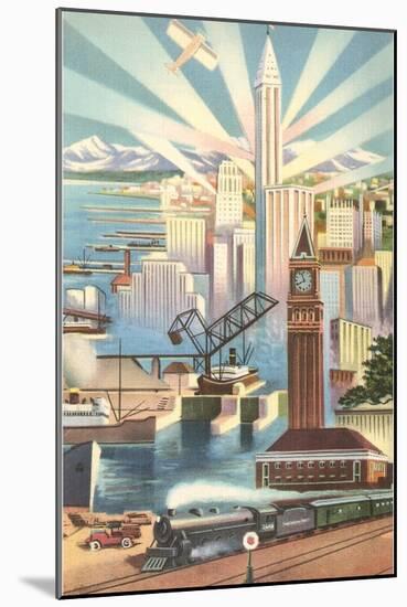 Modernist Poster of Seattle, Washington-null-Mounted Art Print