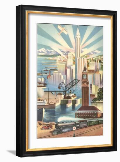 Modernist Poster of Seattle, Washington-null-Framed Art Print