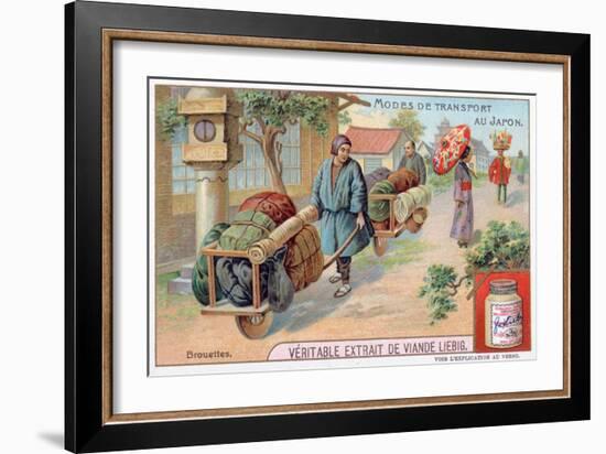 Modes of Transport in Japan, Wheelbarrow, 19th Century-null-Framed Giclee Print