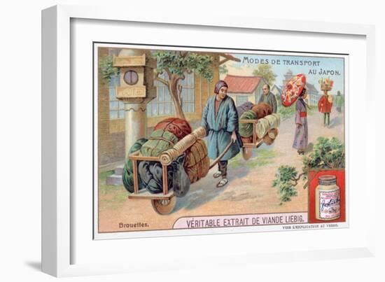 Modes of Transport in Japan, Wheelbarrow, 19th Century-null-Framed Giclee Print