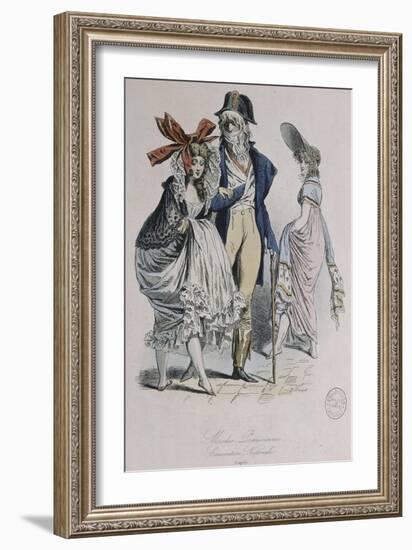 Modes parisiennes ; "Merveilleuses et Incroyables"-Antoine Charles Horace Vernet-Framed Giclee Print