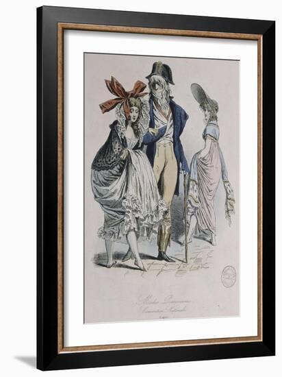 Modes parisiennes ; "Merveilleuses et Incroyables"-Antoine Charles Horace Vernet-Framed Giclee Print