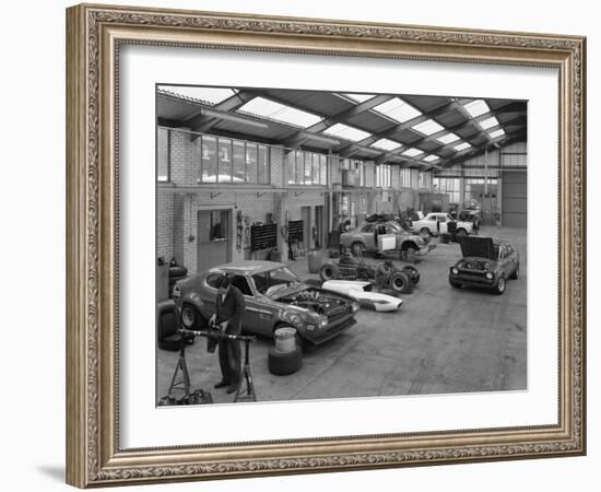 Modified Fords During Race Preparation, Littleborough, Greater Manchester, 1972-Michael Walters-Framed Photographic Print