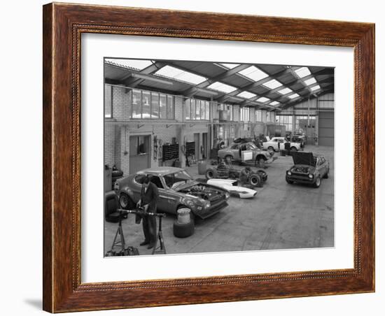 Modified Fords During Race Preparation, Littleborough, Greater Manchester, 1972-Michael Walters-Framed Photographic Print