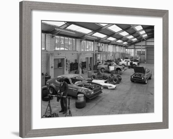 Modified Fords During Race Preparation, Littleborough, Greater Manchester, 1972-Michael Walters-Framed Photographic Print
