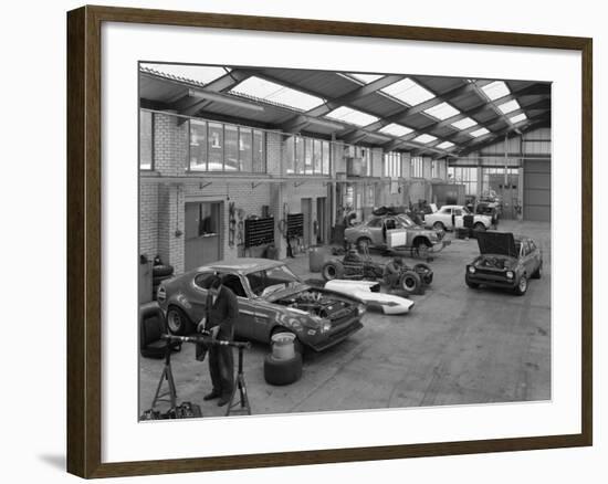 Modified Fords During Race Preparation, Littleborough, Greater Manchester, 1972-Michael Walters-Framed Photographic Print