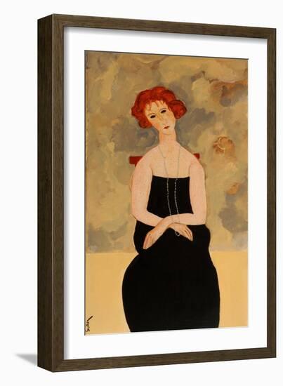 Modigliani Woman with Black Dress and Pearls, 2016-Susan Adams-Framed Giclee Print