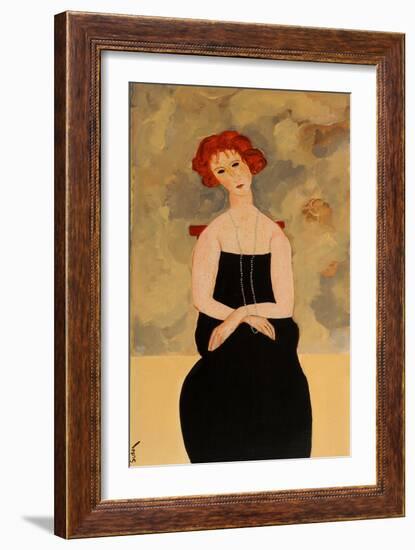 Modigliani Woman with Black Dress and Pearls, 2016-Susan Adams-Framed Giclee Print