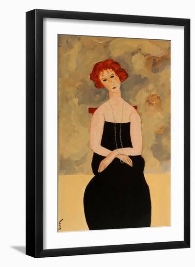 Modigliani Woman with Black Dress and Pearls, 2016-Susan Adams-Framed Giclee Print