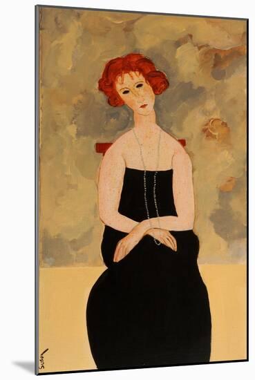 Modigliani Woman with Black Dress and Pearls, 2016-Susan Adams-Mounted Giclee Print