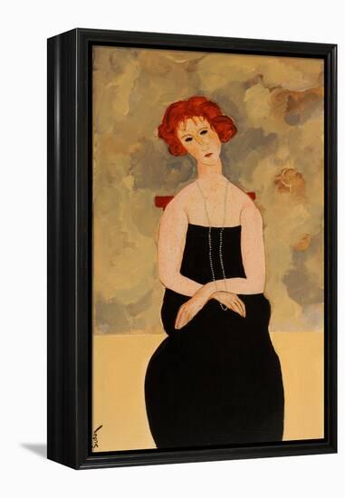 Modigliani Woman with Black Dress and Pearls, 2016-Susan Adams-Framed Premier Image Canvas