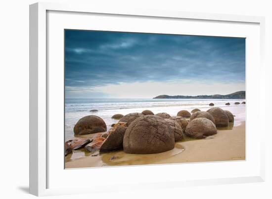 Moeraki Boulders New Zealand-null-Framed Art Print