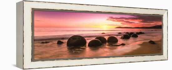 Moeraki Boulders on the Beach at Sunrise, Moeraki, Otago Region, South Island, New Zealand-null-Framed Premier Image Canvas