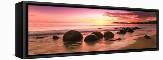 Moeraki Boulders on the Beach at Sunrise, Moeraki, Otago Region, South Island, New Zealand-null-Framed Premier Image Canvas