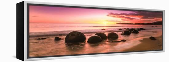 Moeraki Boulders on the Beach at Sunrise, Moeraki, Otago Region, South Island, New Zealand-null-Framed Premier Image Canvas